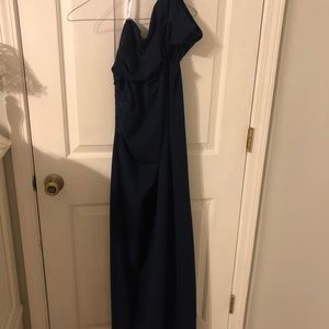Navy Blue One Shoulder Mother of the Bride Dress